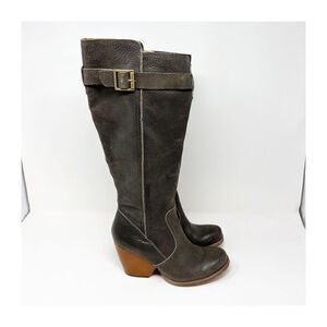 Korks Women's Riding Equestrian Long Peebled Black Buckle Boots Size 7 1/2M